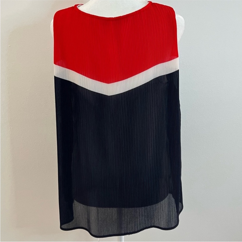 Zara Basics Sleeveless Chevron Blouse Flowy Pleated Crepe Fully Lined Women’s XS